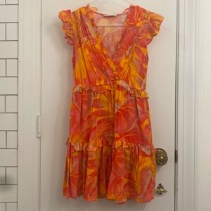 orange, blue island dress